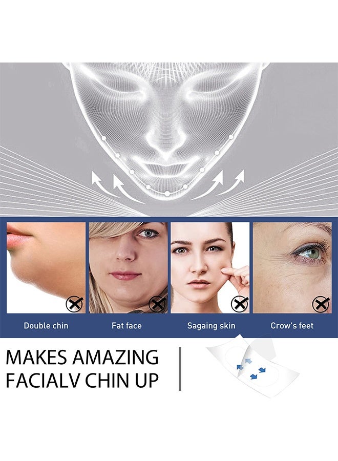 إيلهو شريط للوجه، شرائط مرنة جدًا مضادة للتجاعيد، شرائط رفع الوجه غير مرئية لشد الذقن المزدوج والتجاعيد الوجهية، رقع رفع للرقبة والعين بشكل حرف V مقاومة للماء، 60 قطعة - Image 3